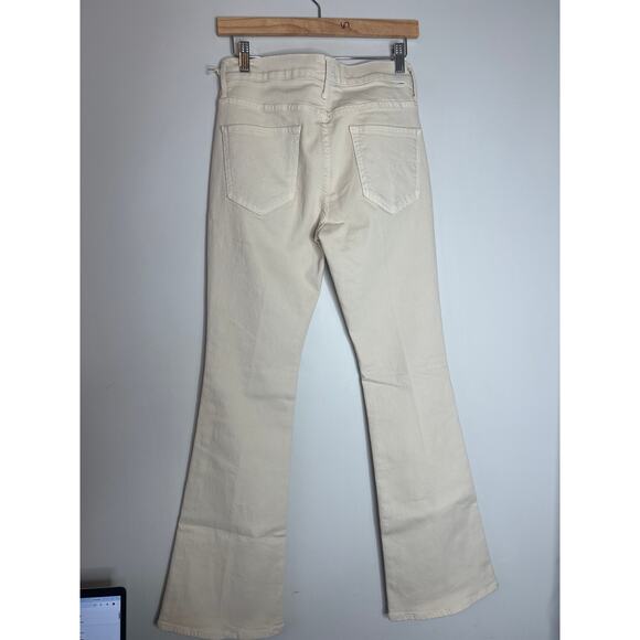 NWT Mother The Weekender Sneak Flare High Rise Denim Jeans Beige Size: 29 - Picture 8 of 9